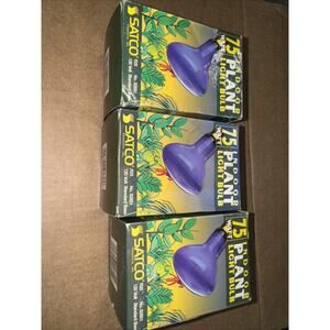 Satco S2851 120V 75 Watt R25 Medium Base Plant Light Bulb, Blue Lot Of 3